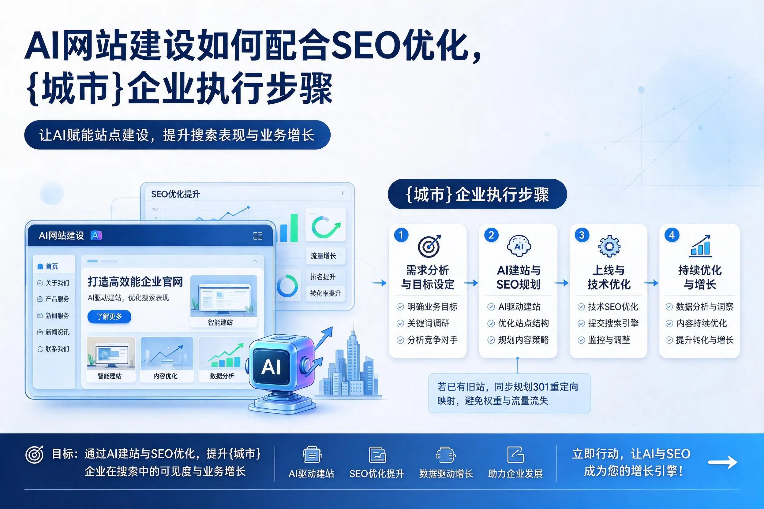 AI网站建设如何配合SEO优化,新星企业执行步骤