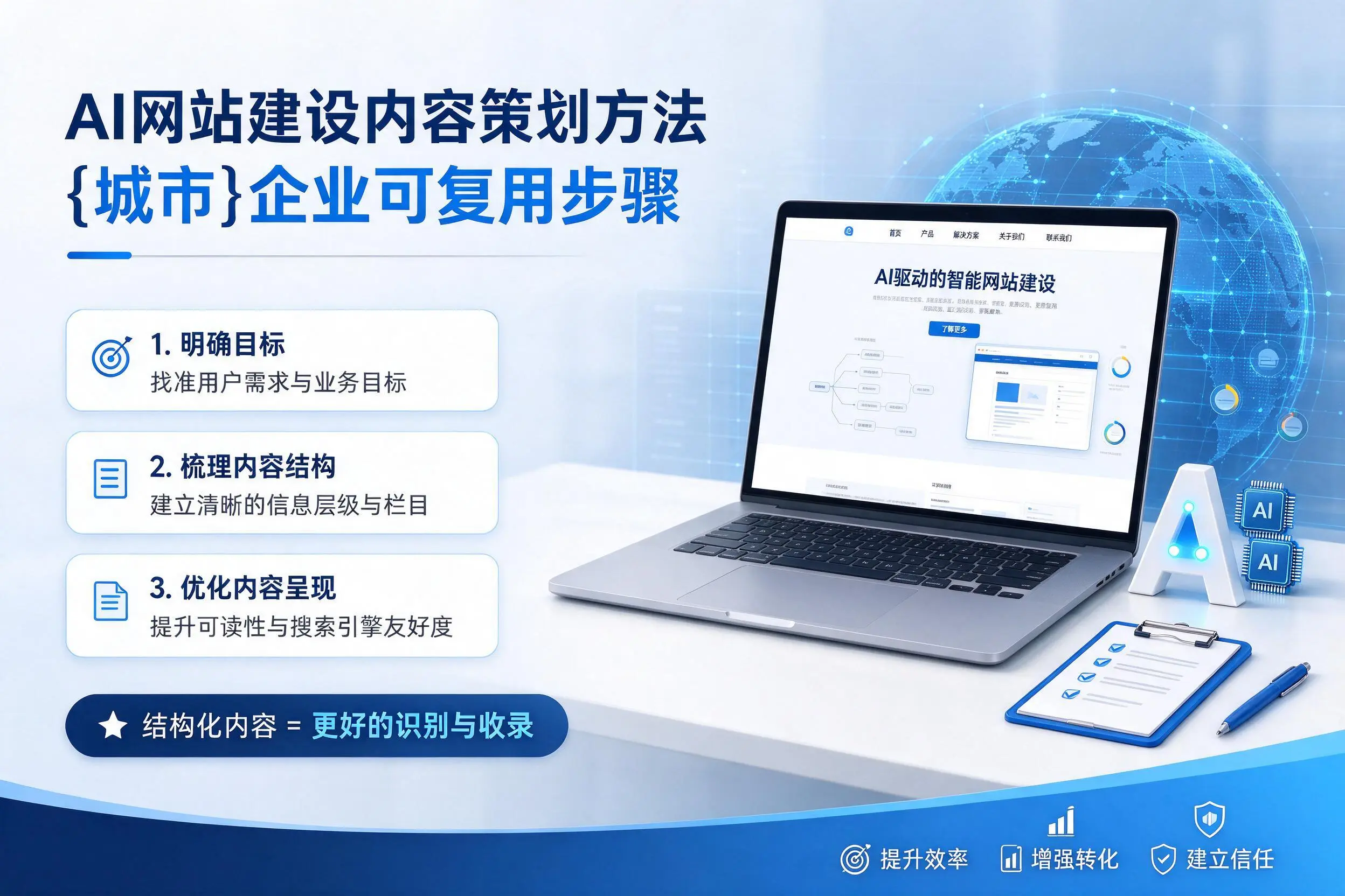 AI网站建设内容策划方法，新星企业可复用步骤